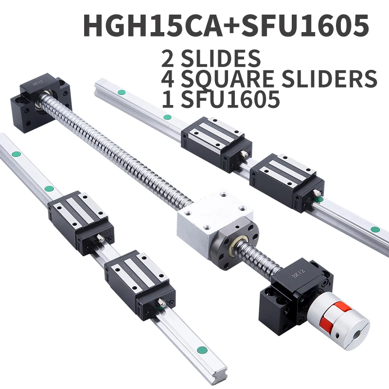 Модуль 2 HGH15 произвольная длина + 4 HGH15CA 1 набор линейных направляющих SFU1605 высокая