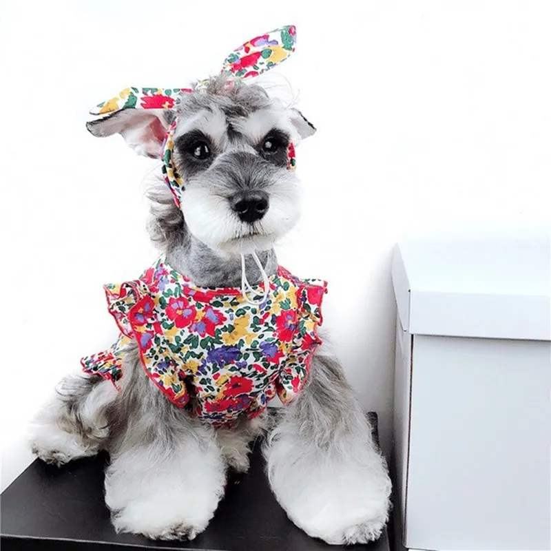 Модное платье для собак и щенков летняя крутая юбка повязка волос маленьких