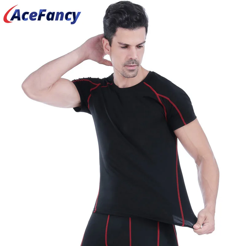 

Acefancy быстросохнущие спортивные топы для мужчин эластичная Спортивная футболка для фитнеса, тренажерного зала, футболки для бега 71605 Мужска...