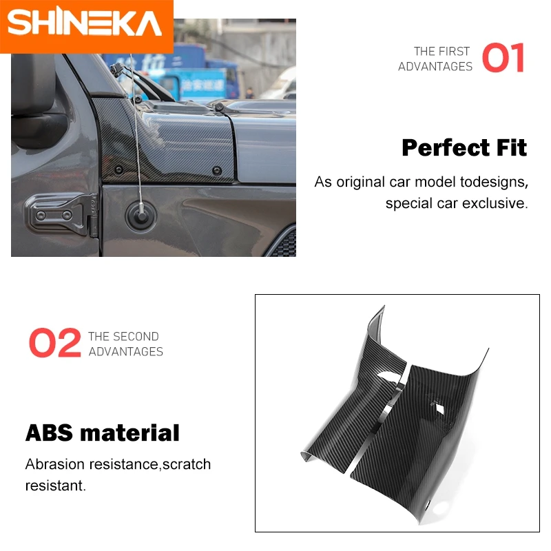 SHINEKA тюнинговые молдинги для Jeep Wrangler JL 2018 + ABS 2 шт. автомобильные капоты угол