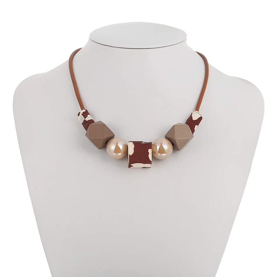 Минималистичные бусы из дерева ожерелье для женщин камуфляжные подвески и