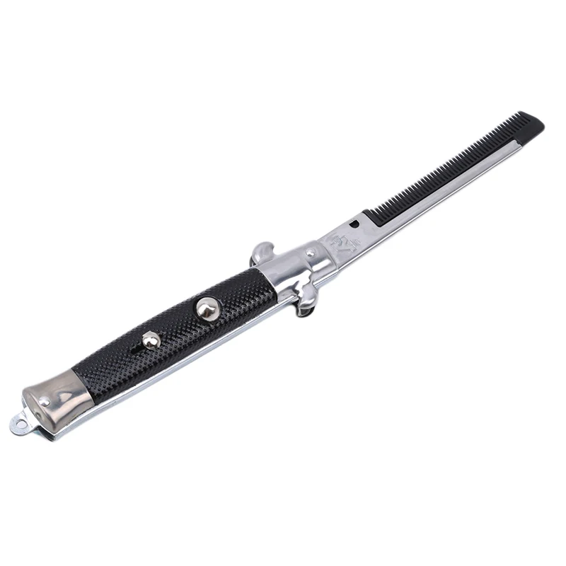 

1PC Portable Pro Salon Stainless Steel Folding Practice Training Butterfly Style Comb Tool Black Silver Cool Black Comb