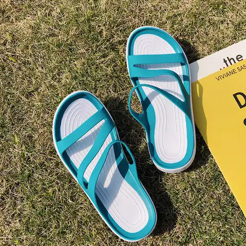 Сандалии Женские однотонные из ЭВА, повседневные Нескользящие шлепанцы для сада и пляжа, спортивная обувь на платформе, 2021