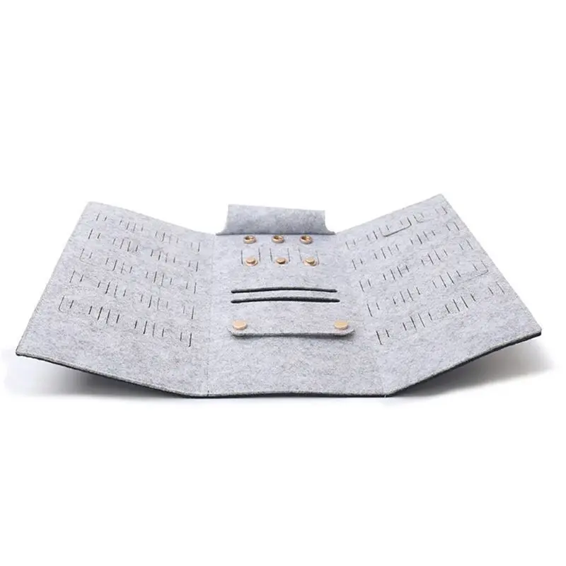 

Portable Roll-up Felt Jewelry Roll Storage Bag Folding Travel Earrings Necklaces Bracelets Rings Container