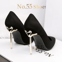 women shoes stiletto high heeled shallow mouth pointed sexy nightclub was thin suede flower metal stiletto ladies shoes