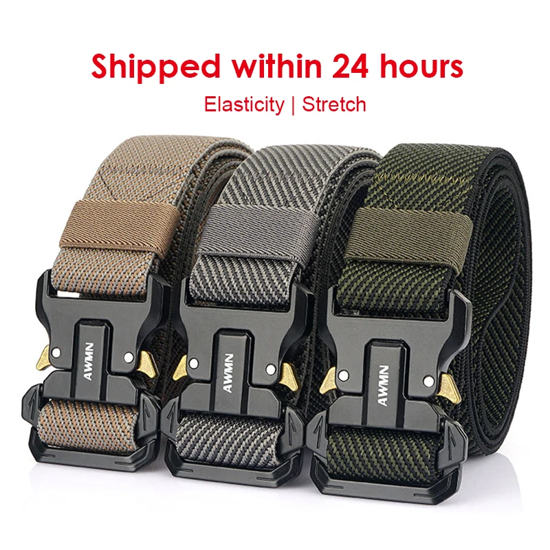 Ремень тактический HSSEE Fashion Twill для мужчин с быстрым замком из твердого сплава и мягкой и прочной эластичной нейлоновой основой для охоты и аксессуаров.