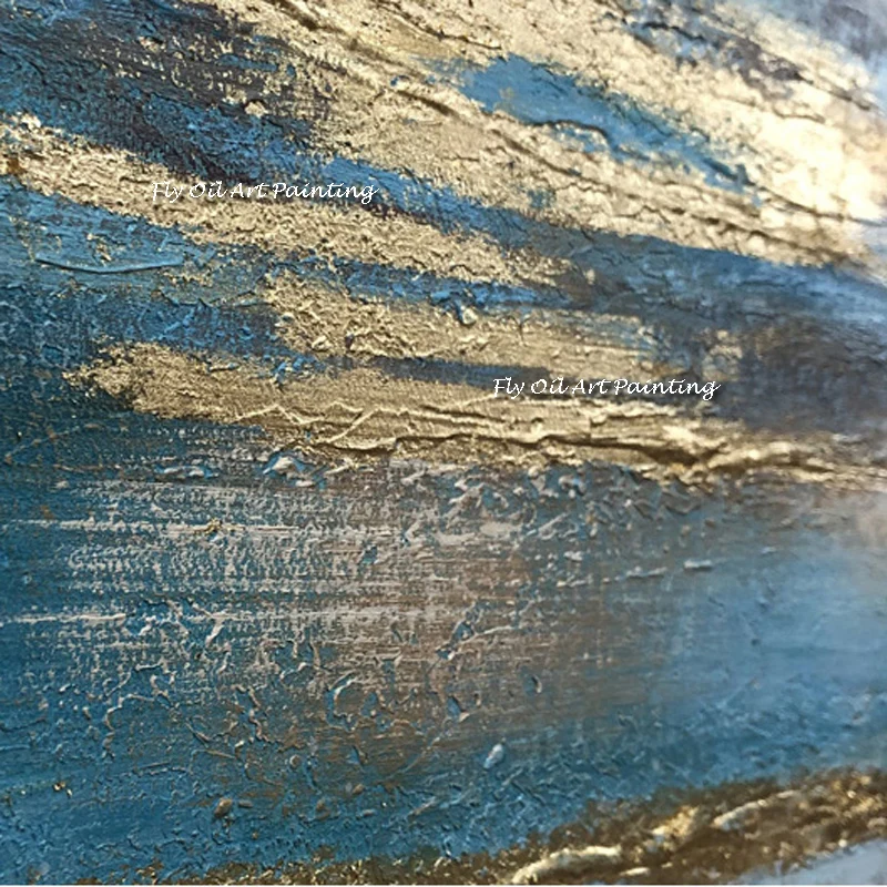 Золотистая синяя мраморная абстрактная картина ручной работы холст в