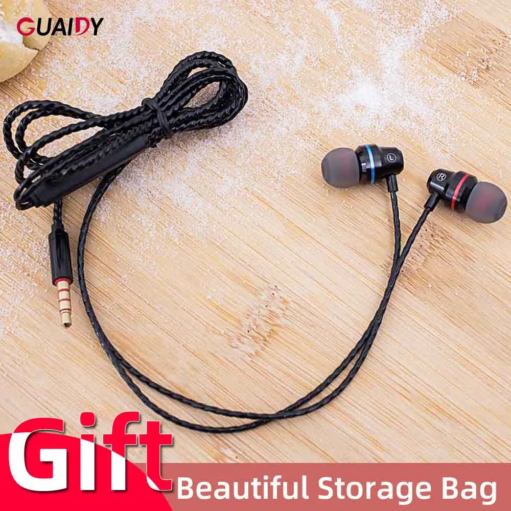 Сабвуфер проводные наушники 3 5 мм металлические спортивные игровые гарнитуры в