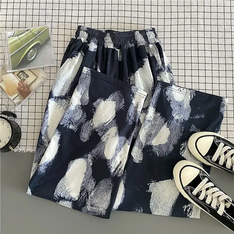 

Summer Hong Kong Style cool tie dyed sports pants women 2021 new small fashion wear students' casual Capris