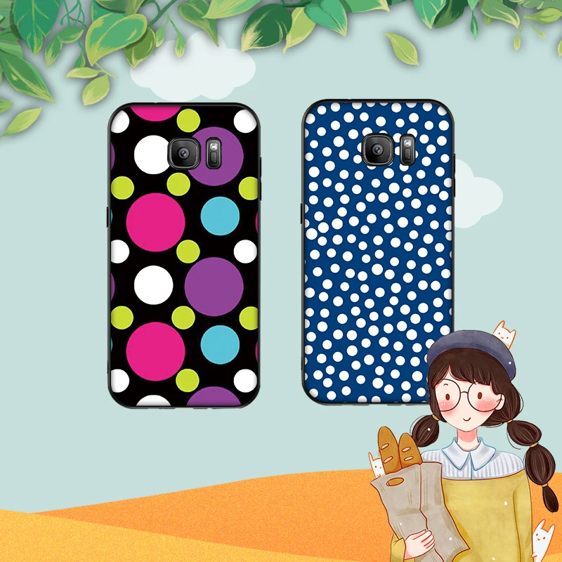 Polka Dots Case For Samsung S6 S7 EDGE S8 S9 PLUS Soft Silicone Cover S10 NOTE 8 9 M10 M20 M30 Coque Funda | Мобильные телефоны и