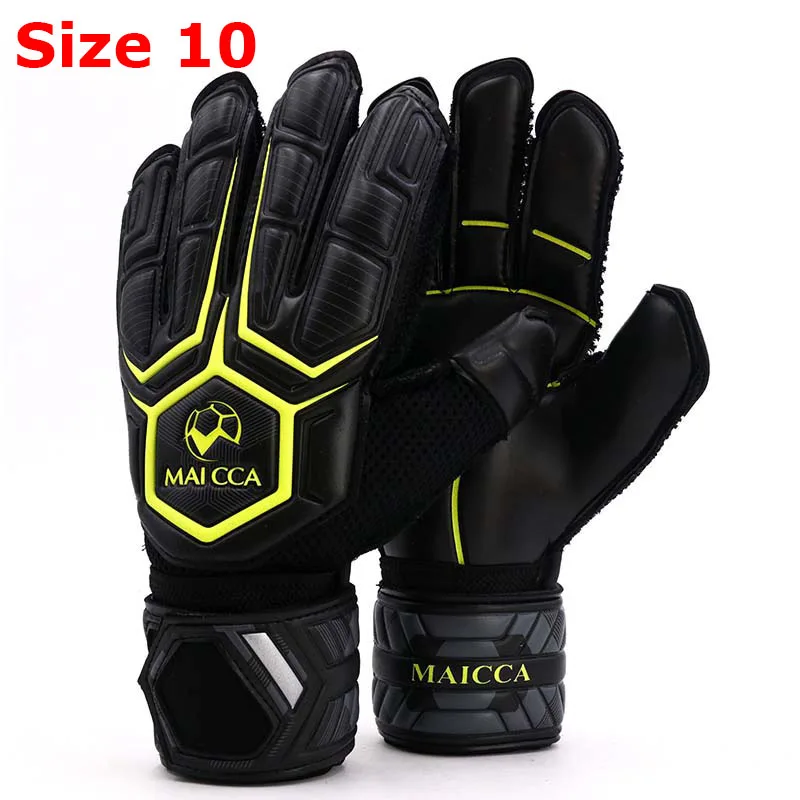 yellow 10 Профессиональный спортивный костюм вратаря, утепленные перчатки из латекса защита пальцев Футбол Перчатки для фитнеса Размеры 8 9 10 аксессуары футбольного мяча - Цвет: yellow 10