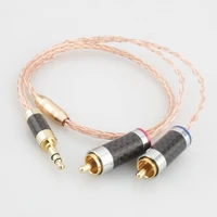 hifi 3 5mm to 2 rca audio cable jack 3 5mm male to 2 rca male stereo cable witn carbon fiber plug for mp3 dvd amplifier