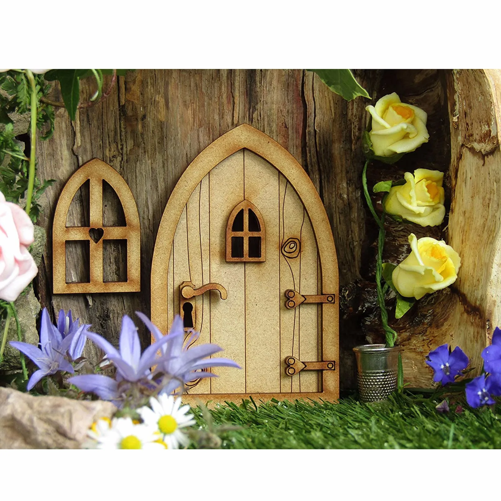 

#40 Sleeping Diy 3d Diy Door Decoration Wooden Craft Kit With Flowe Micro Gardening Simulation Door Cute Creative Mini Door