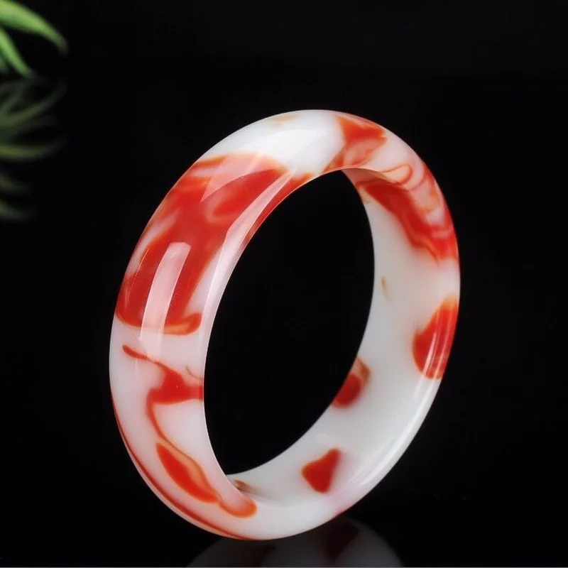 

Natural Chinese Colored Jade Hand-carved Jade Bracelet Fashion Jewelry Ladies Gold Silk Red White Jade Bracelet Gift Accessories