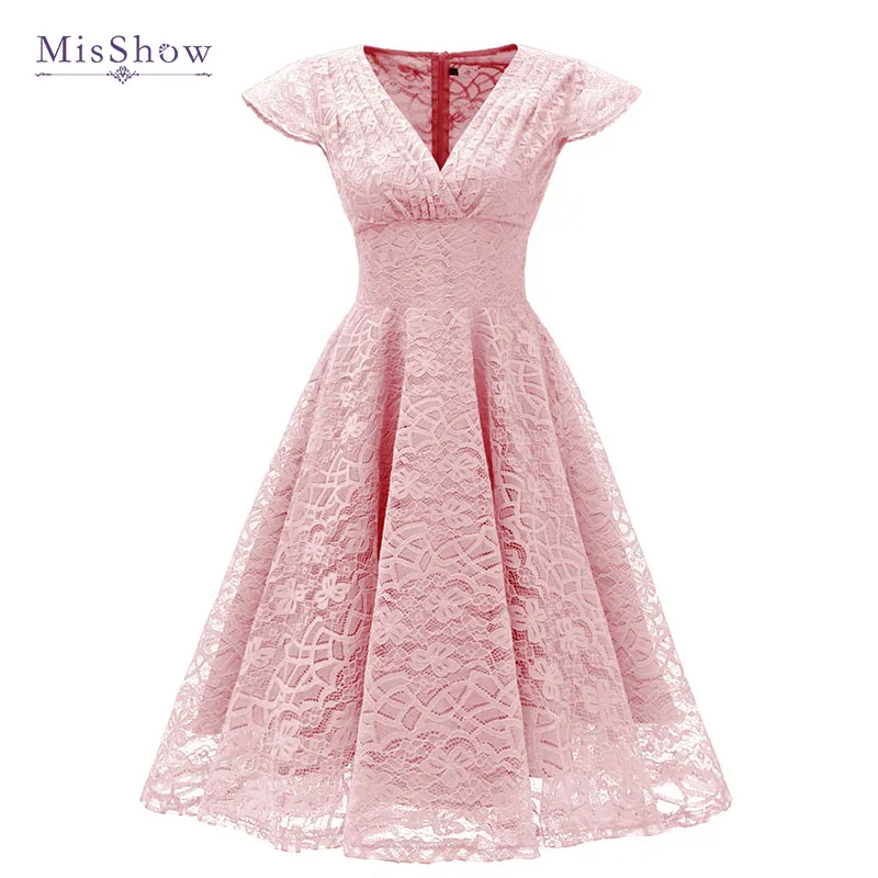 

Pink Lace Short Evening Dress V-Neck Cap Sleeve Empire Party Formal Dress Burgundy A-Line Homecoming Dresses