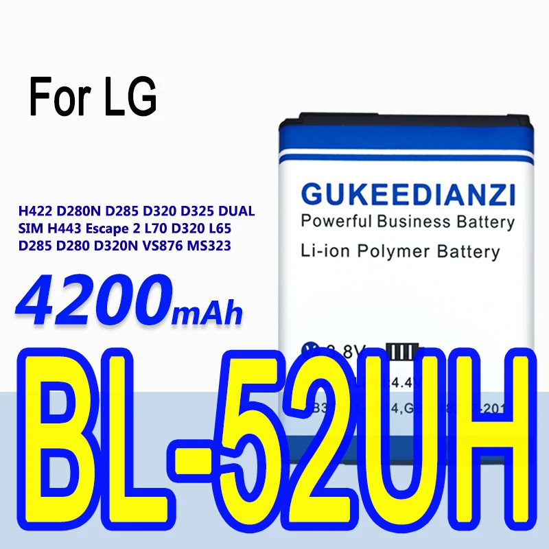 4200 мАч Новый BL 52UH смартфон Батарея для LG Opimus L70 D320 L65 D285 D280 D320N VS876 Перезаряжаемые