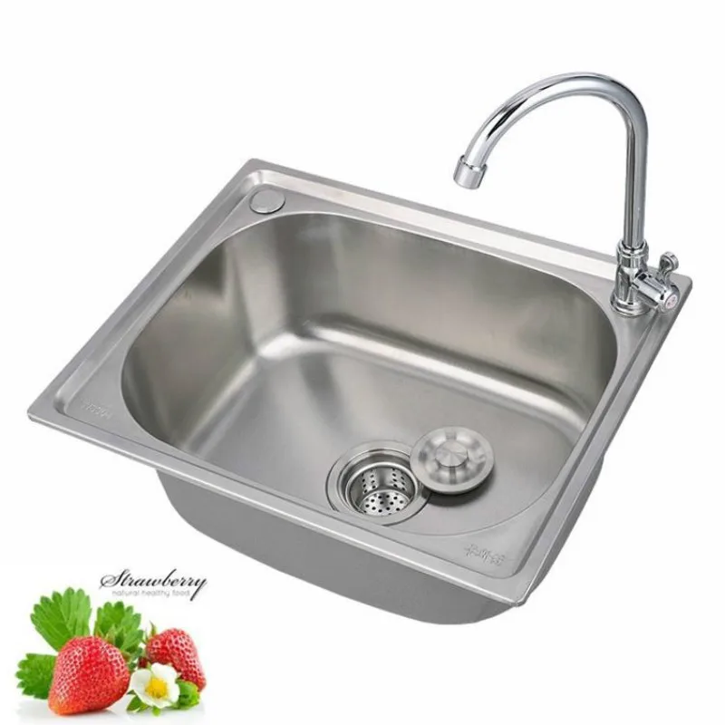 

304 stainless steel sink single sink kitchen sink sink single basin thickened sink large single slot set WF907250