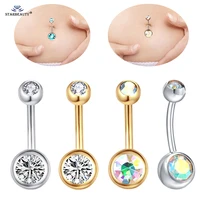 starbeauty 14g gold color bar crystal ball belly piercing women earring navel piercing nombril belly button rings jewelry