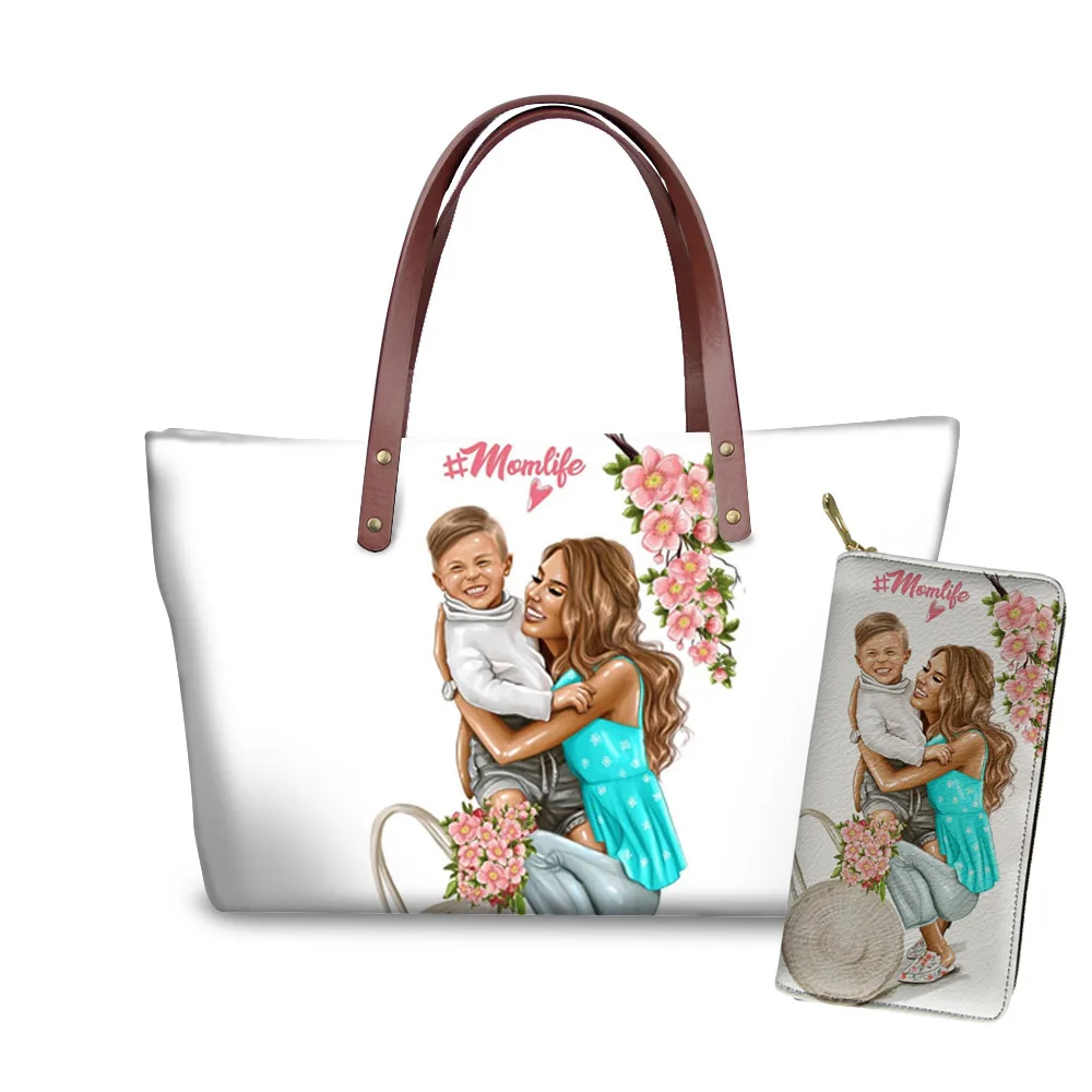 YQ3993ALZ21 FORUDESIGNS/сумки-шопперы для женщин, королевская принцесса, супер мама и ребенок, роскошные сумки и кошелек с принтом, набор, женские пляжные сумки, женская сумка - Цвет: YQ3993ALZ21