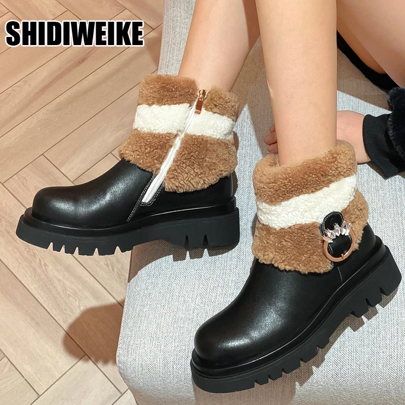 

Women Winter Fur Warm Snow Boots Ladies Warm Plush booties Ankle Boot Comfortable Shoes size 34-39 Casual Women Ankle Boots