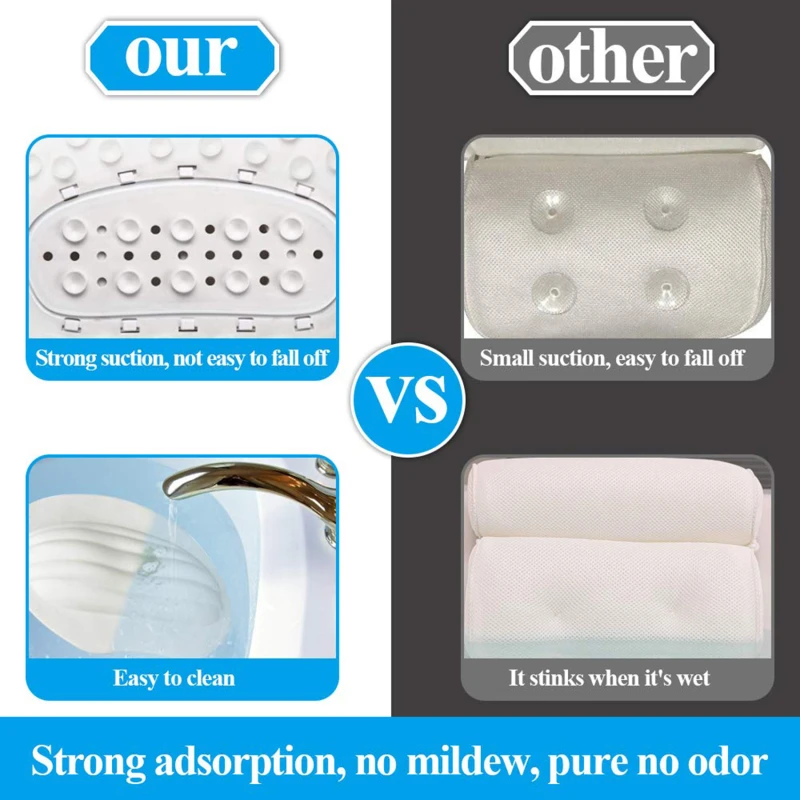 

Bathroom Supplies Bathtub Pillow Bath Bathtub Headrest Suction Cup Waterproof Spa Bath Pillows Bathroom Products Home Bathtub
