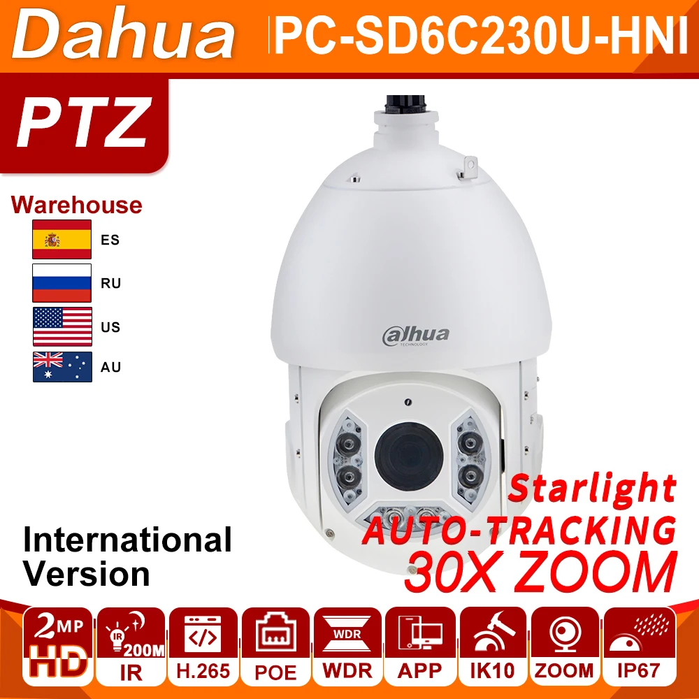 

Dahua SD6C230U-HNI 2MP 30X Starlight IR PTZ Network IP Camera 4.5-135mm Optical Zoom 150m IR Starlight H.265 Auto-tracking