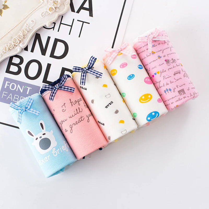 5 шт./лот женское нижнее белье хлопковые трусики простые трусы с принтом женские