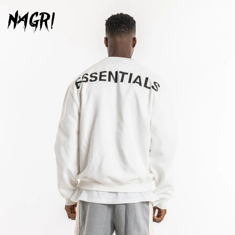

NAGRI Fashion Reflective Letter Print Men Sweatshirt Essentials Pullover Hoodies Casual Hip Hop Solid Color Long Sleeve Hoodie