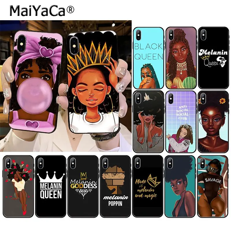 

Afro Black Girl Magic Queen Melanin Poppin Phone Case for iPhone 11 Pro XS MAX XS XR 8 7 6 Plus 5 5S SE 12 mini 12PRO Max