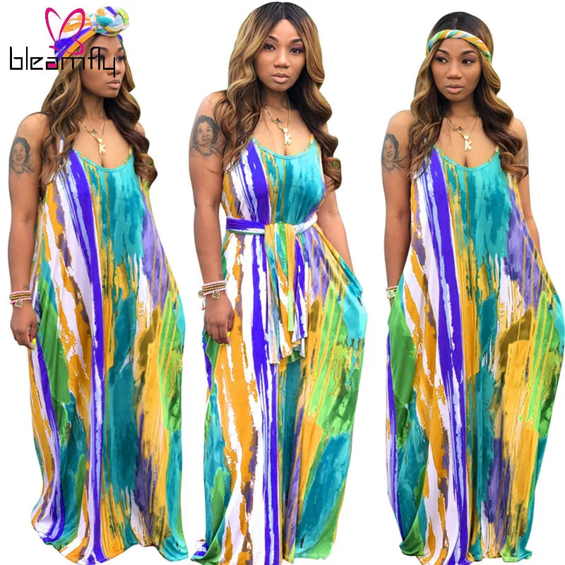 2019 женское летнее пляжное платье на бретелях с круглым вырезом и карманами