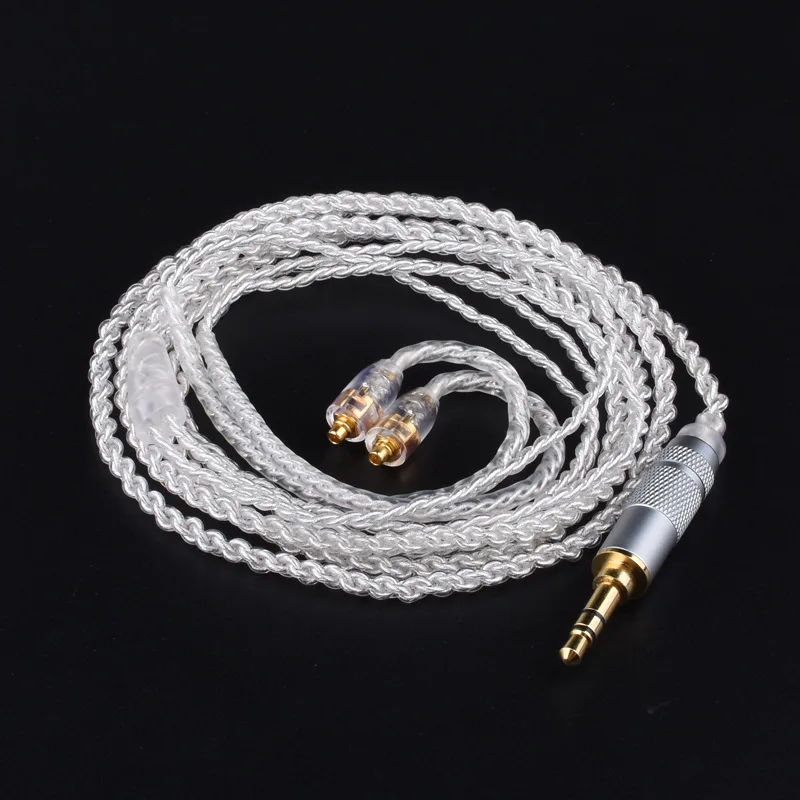 

3.5mm To MMCX Pin Headphone Cable Single Crystal Copper Silver Platin DIY Earphone Upgrade Wire For Shure SE215 SE535 SE846 Hifi