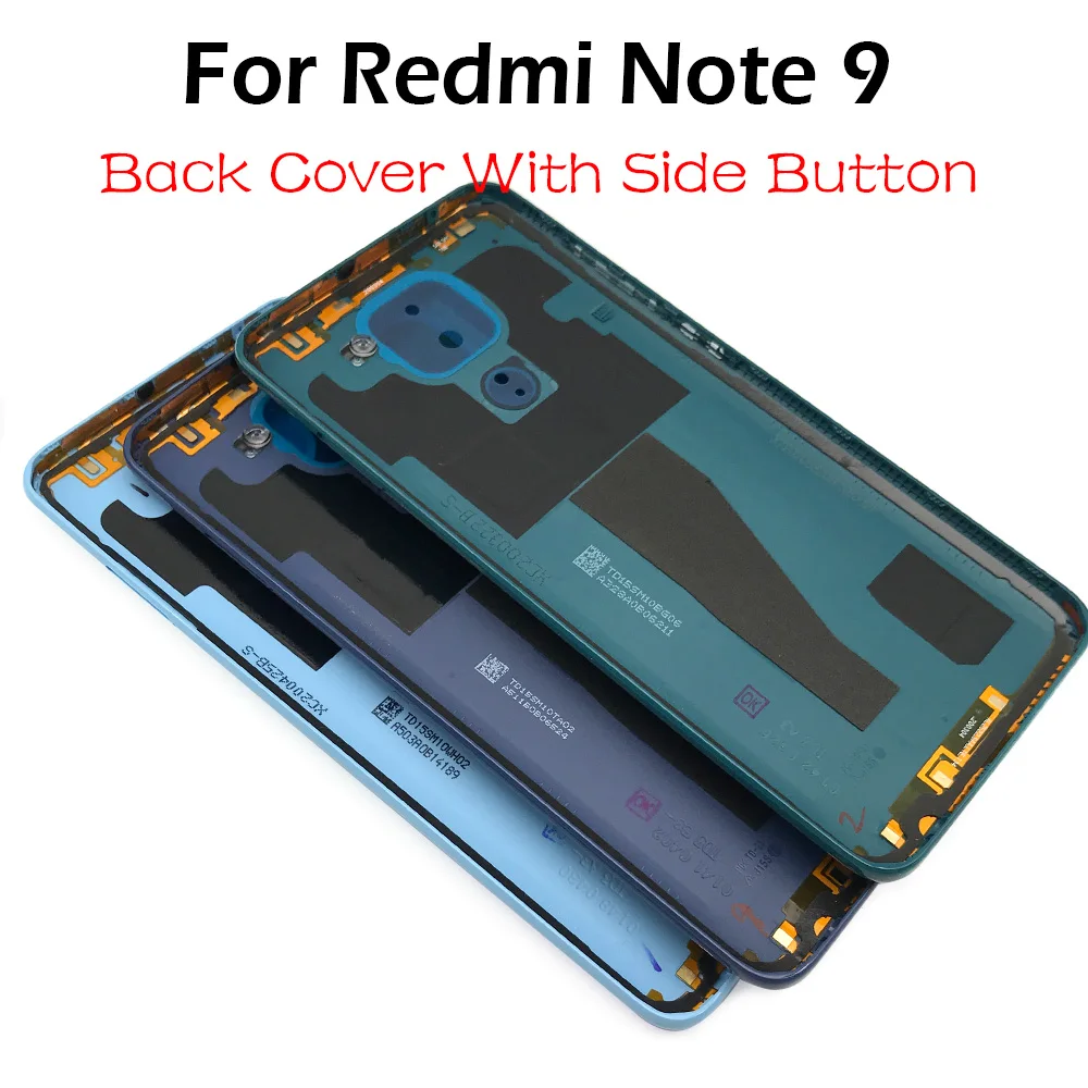 

Battery Back Cover For Xiaomi Redmi Note 9 Note9 Back Battery Door Rear Housing Cover replacement With Power Volume Side Button