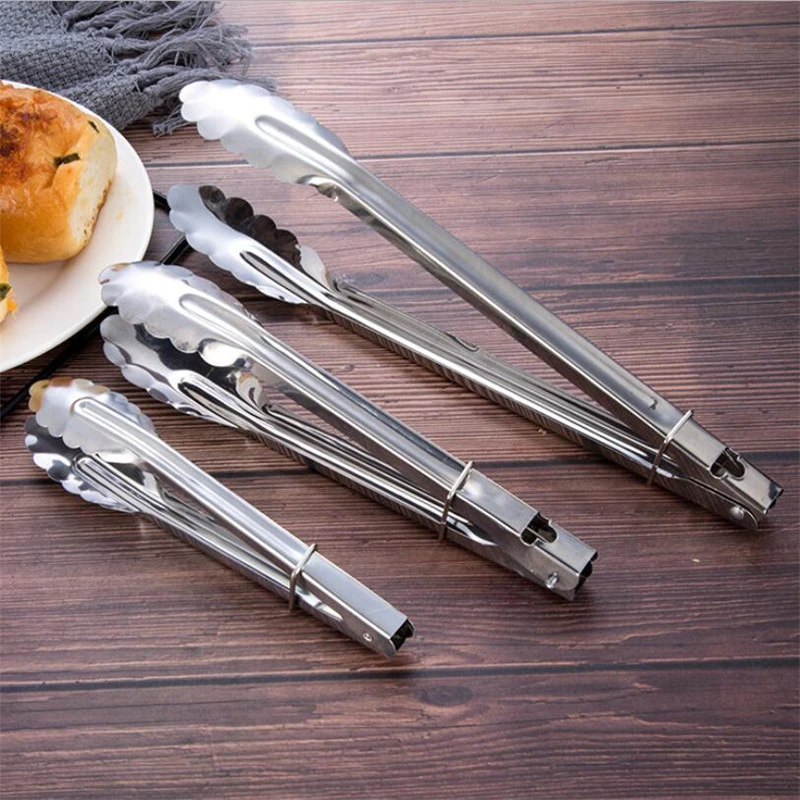

Stainless Steel Tongs With Lock Design Grip For Kitchen Food Vegetable BBQ Grill BOM666