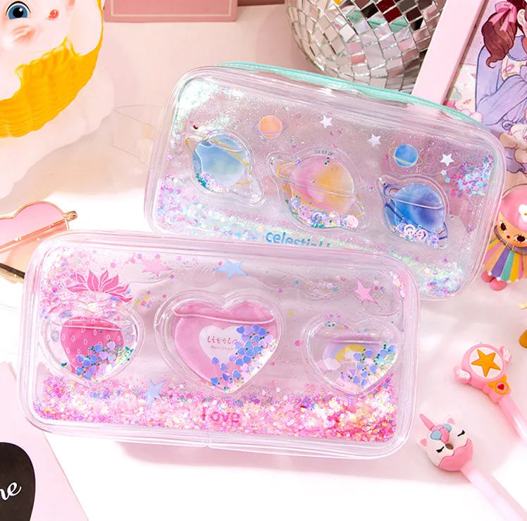Loveот 1 шт./партия симпатичный футляр для карандашей прозрачный зыбучий песок