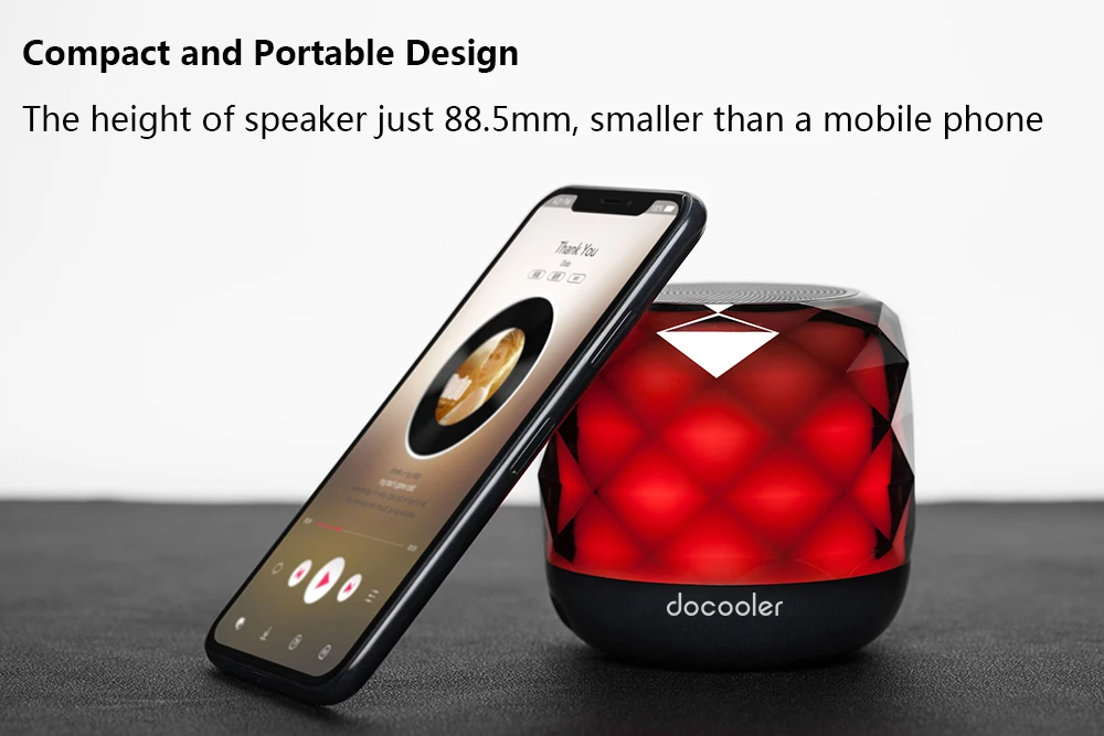 Bluetooth-Колонка docooler RBS-F1 портативная беспроводная со светодиодной подсветкой -
