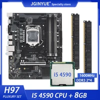 jginyue h97 motherboard kit intel i5 4590 processor ddr3 8gb 24gb 1600mhz ram memory support lga 1150 cpu h97m vh plus