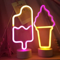 led neon light children bedroom decoration creative table lamp ice cream shape night lights emergency lighting