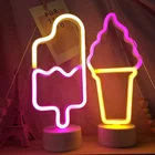 Светодиодный неоновый светильник для детской спальни, креативная настольная лампа в форме мороженого, Ночной светильник, аварийное освещение