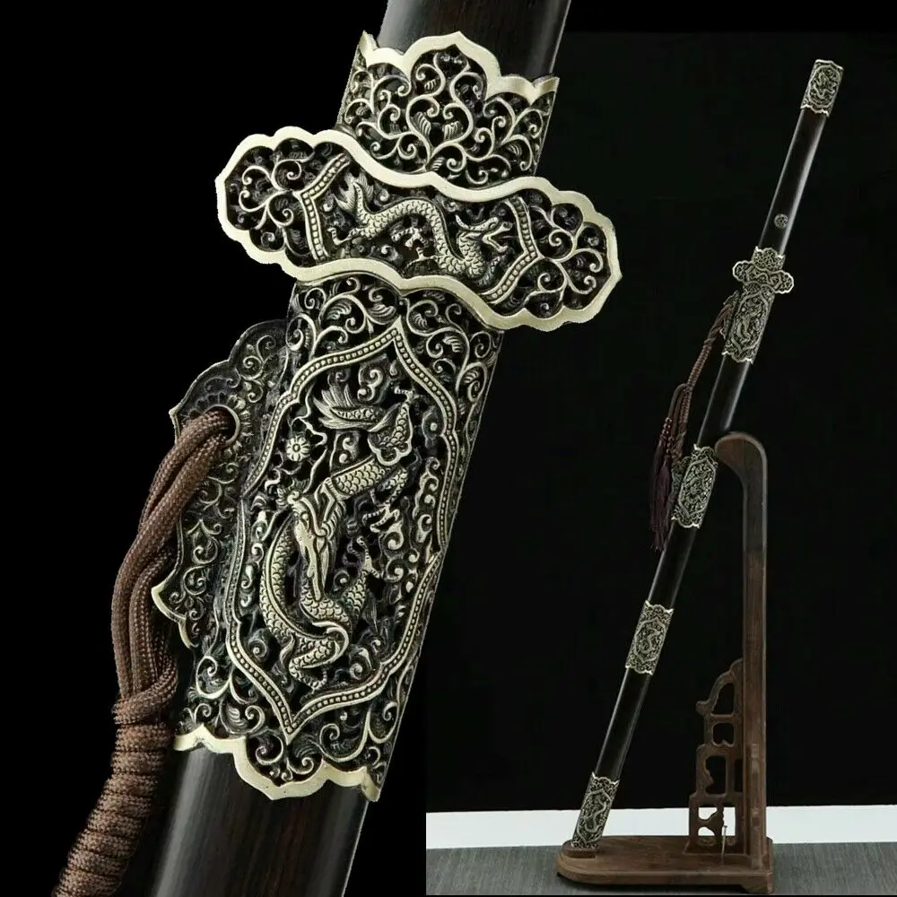 Китайский боевой нож Тан Дао СТАЛЬНОЙ широкий ручной работы с узором Swor | Дом и