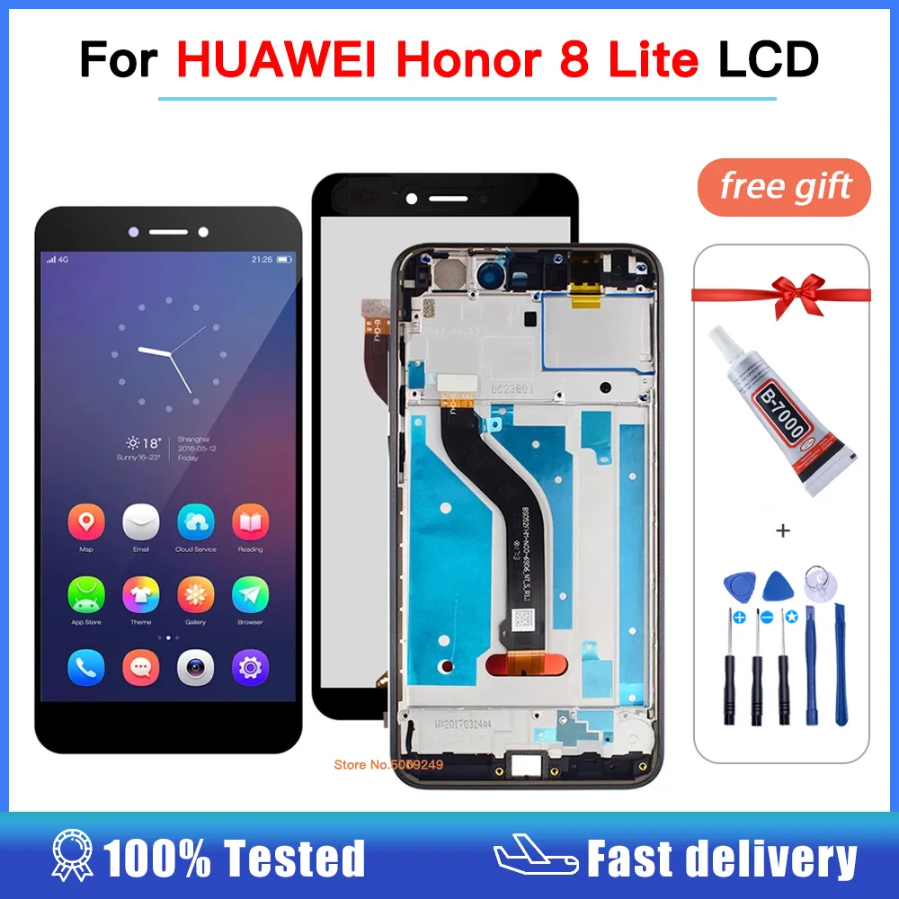 

lcd For HUAWEI Honor 8 Lite Display Touch Screen For Honor 8 Lite LCD Diaplay Digitizer Assembly with Frame PRA-TL10 PRA LX1 LX3