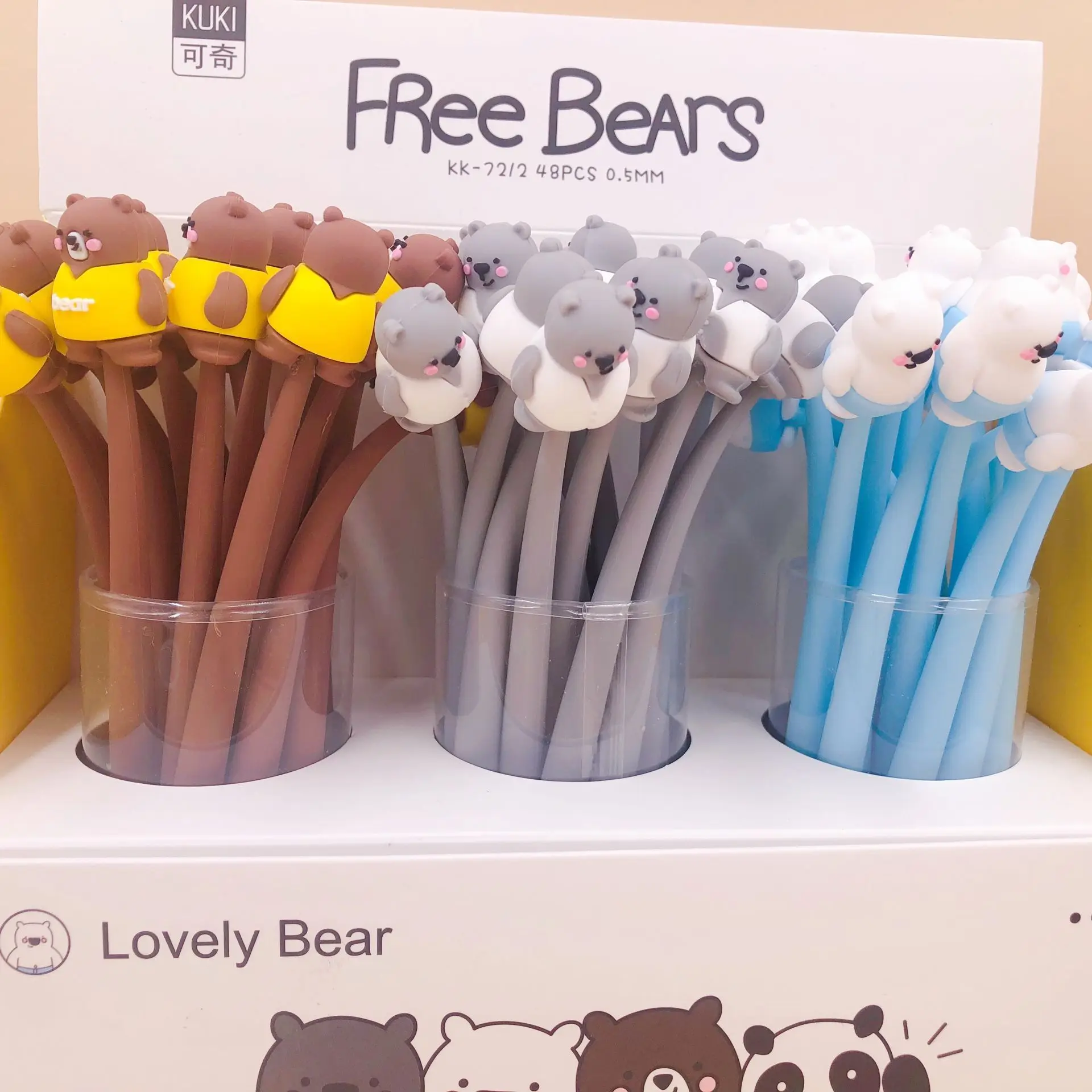 1 шт. гелевые ручки с мультяшным медведем черные цветные для письма милые