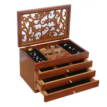 80% HOT SALES!!! 2/4 Layers Retro Wooden Drawer Ring Earring Jewelry Box Makeup Case Organizer