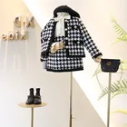 Классический комплект одежды в клетку для девочек, жакет + юбка, элегантный костюм из 2 предметов для маленьких девочек, осенний наряд, 2020