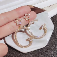 2020 fashion brand crystal letter g star drop earrings precision inlay gold rhinestone earrings for women wedding jewelry