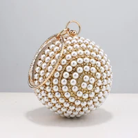 beading ball women day clutch handbags diamonds golden metal party female evening bags dress gift lady purse