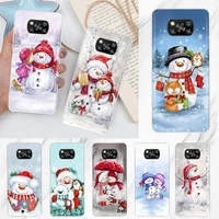 winter cute snowmen case coque for xiaomi poco x3 pro f3 m3 f1 x3 nfc m2 mi 11 lite 5g 11 ultra note 10 pro 9t 10t cover funda