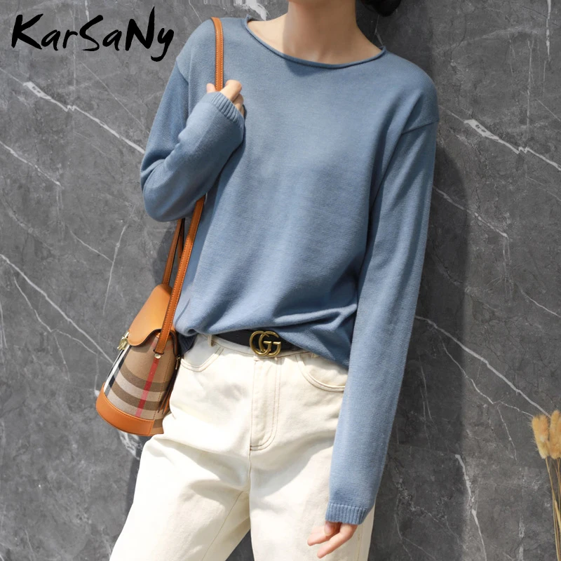 Зимний пуловер KarSaNy женские свитера 2020 свободный женский джемпер с круглым