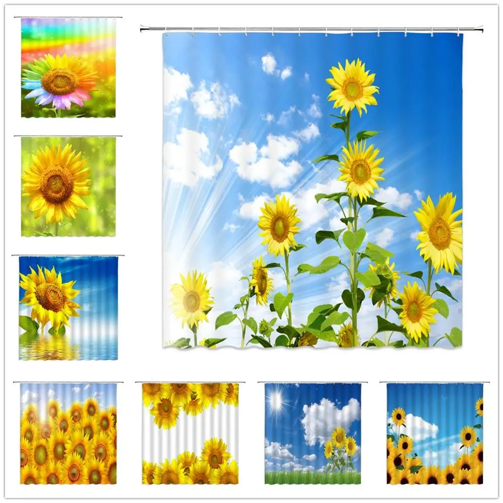 Подсолнух занавески для душа Весна Лето Цветочные растения Декорации дома