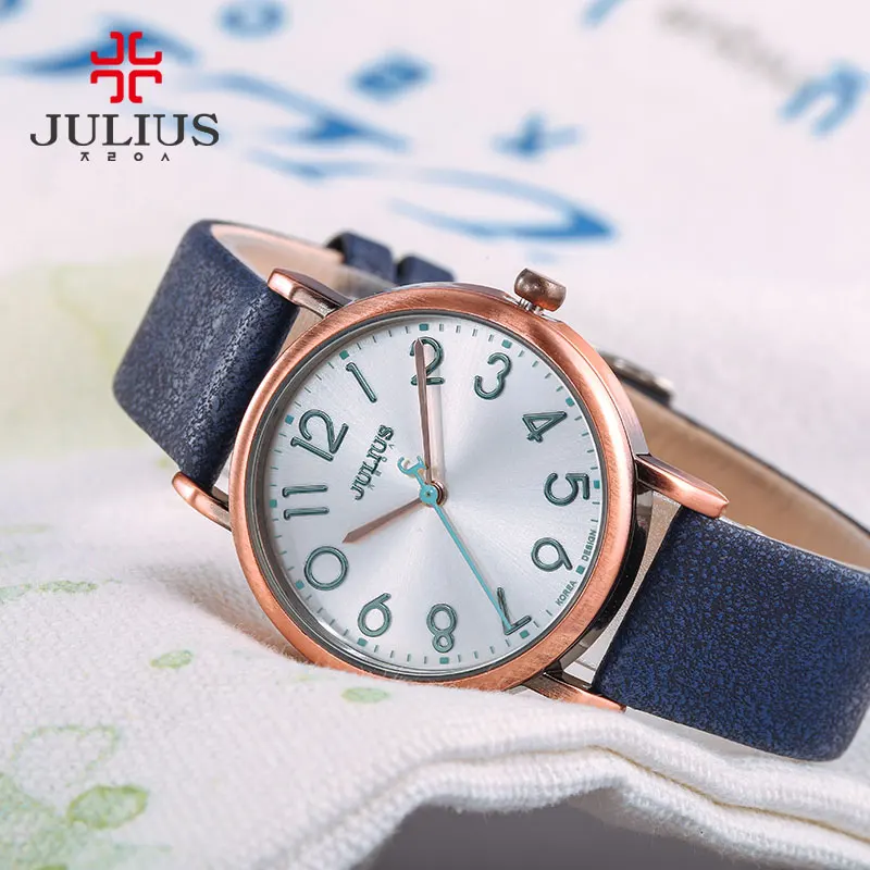 Часы Julius женские кварцевые в японском стиле модные ретро часы унисекс с кожаным
