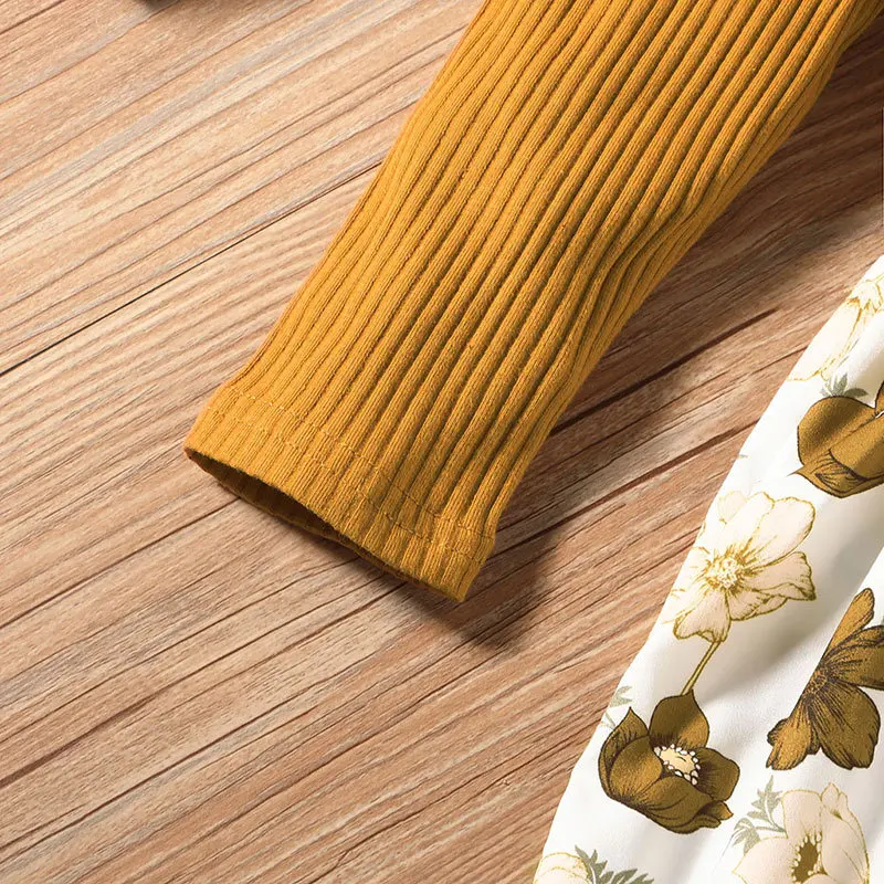 Outong-vestido de Oto&ntilde;o de manga larga para ni&ntilde;os, ropa informal con volantes y estampado de flores para beb&eacute;s de 1 a 6 a&ntilde;os-4